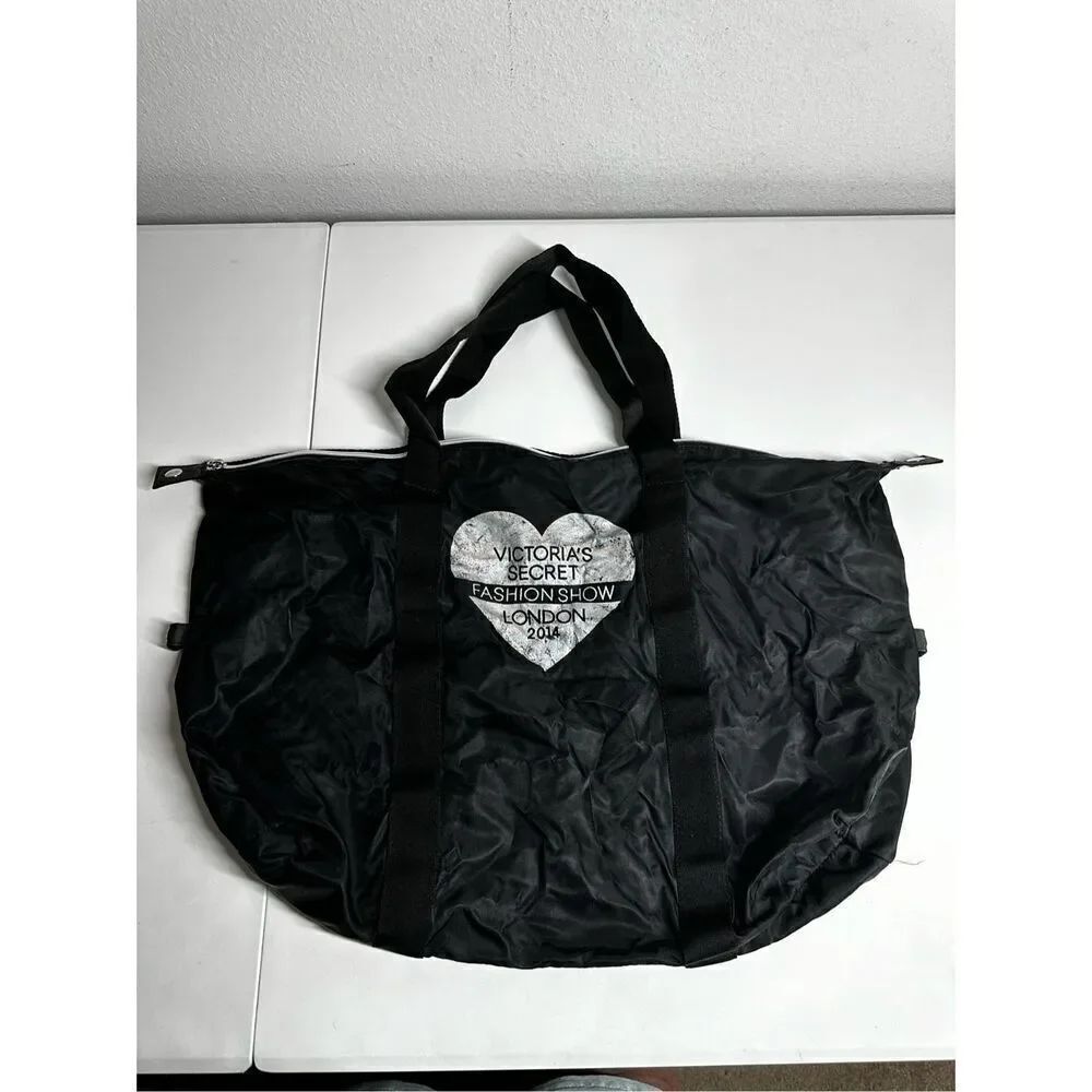 Victoria's Secret Fashion Show London 2014 Carry Tote Duffle Bag Black Silver